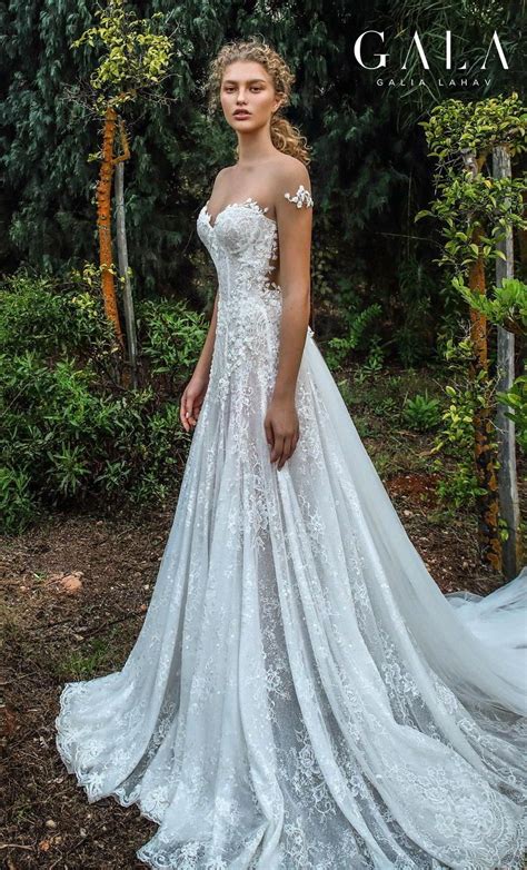 The princess wedding gowns here are fashionable and gorgeous, and they surely can make you be the most beautiful bride on your wedding day. galia lahav gala fall 2019 bridal sheer short sleeves ...