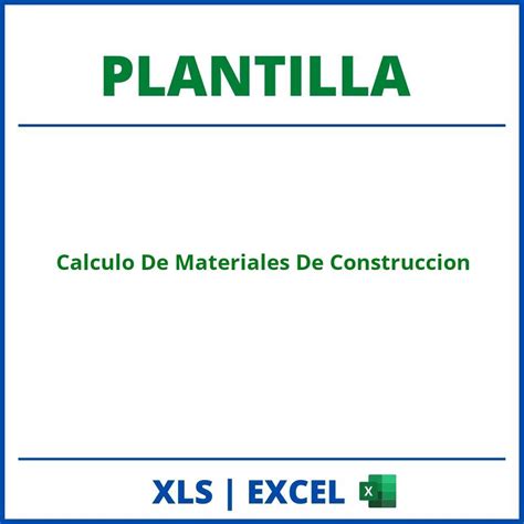 Plantilla Calculo De Materiales De Construccion Excel Planilla Formato