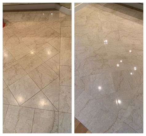 Cream Marble Floor Clean Polish Before And After Boston Stone Restoration