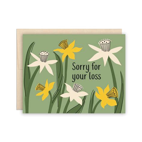 daffodil sympathy card sorry for your loss card condolence etsy canada sympathy cards