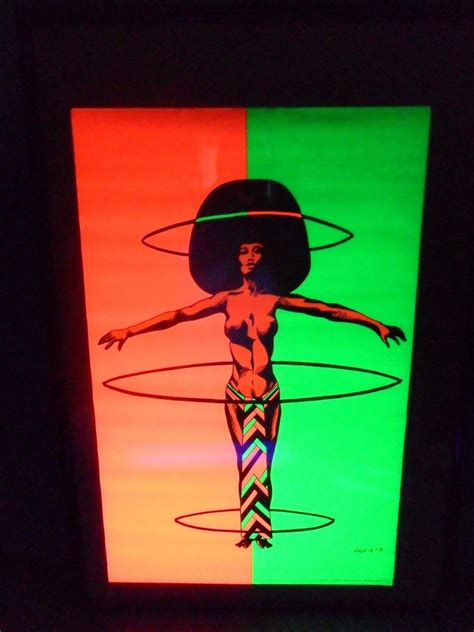 Vintage 1971 Satellite Nude African American Women Blacklight Poster