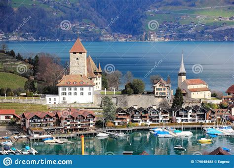 Spiez Harbour Spiez Castle And Lake Thun The Town Is Located On The