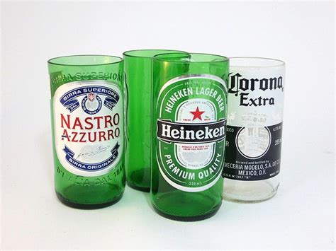 Upcycled Beer Bottle Mixed Glass Tumblers Set Of 4