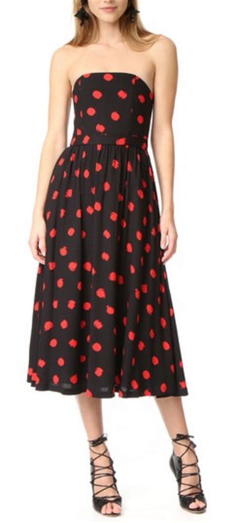 Polka Dot Strapless Dress Summer Dress Inspiration Strapless Midi