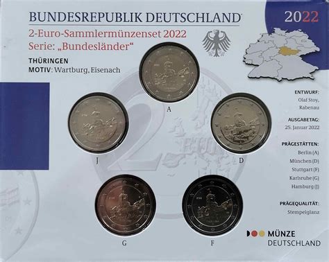 Allemagne 2 Euro Série Commémorative 2022 Thuringe Château De La