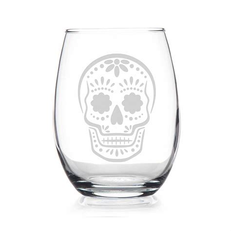 Sugar Skull Stemless Wine Glass Sugar Skull Gift Ideas Sugar Skull Wine Glass Halloween Wine