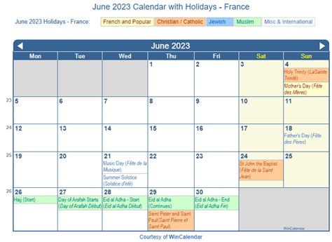 Print Friendly June 2023 France Calendar For Printing