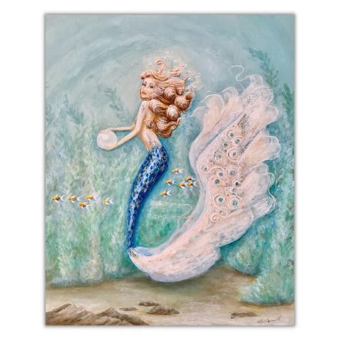 Mermaid Art Beach Painting Print Ocean Decor Etsy