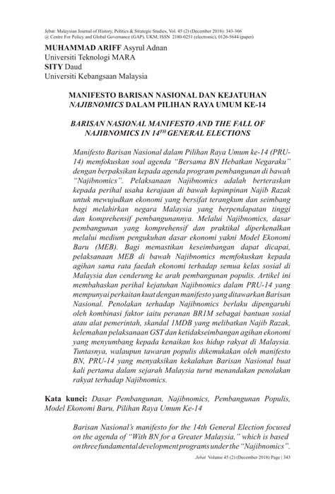 Pilihan raya untuk pihak berkuasa tempatan (pbt) bagi melantik datuk bandar atau yang prnsabah: (PDF) Manifesto Barisan Nasional dan Kejatuhan Najibnomics ...