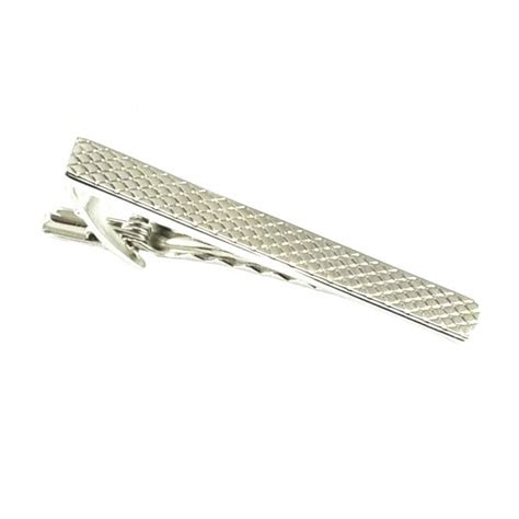 Silver Diamond Checked Tie Bar From Ties Planet Uk