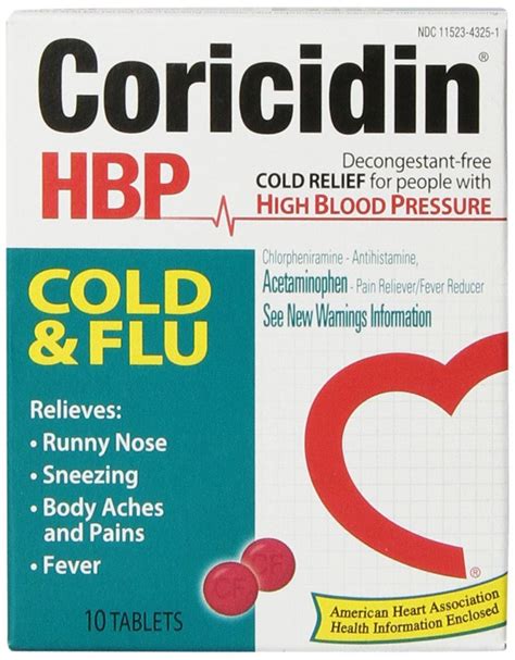 Coricidin Hbp Cold And Flu 10 Tabs