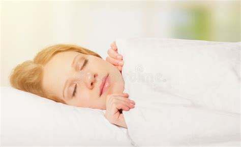 Beautiful Woman Sleeping In White Bed Net Stock Image Image Of