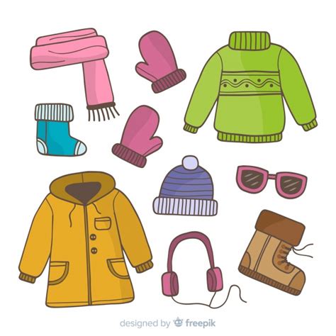 More images for dibujo de ropa de invierno » Ropa y accesorios de invierno imprescindibles dibujados a mano | Vector Gratis