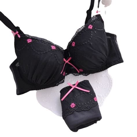 kawaii cute black bra and panty set undwear women lingerie japanese sexy sweet bra panties