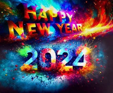 Happy New Year 2024 Greeting Card Free Stock Photo Public Domain