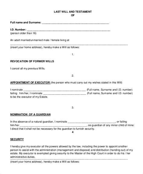 Last Will And Testament Template Pdf Overview And Free Templates To