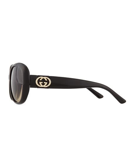 gucci crystal gg logo sunglasses black