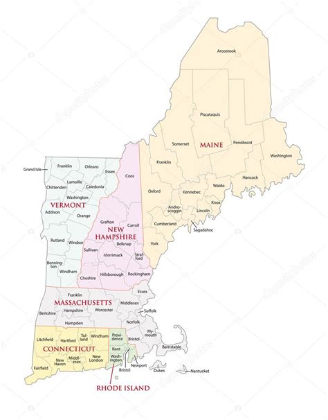 Pictures New England States New England States Map — Stock Vector