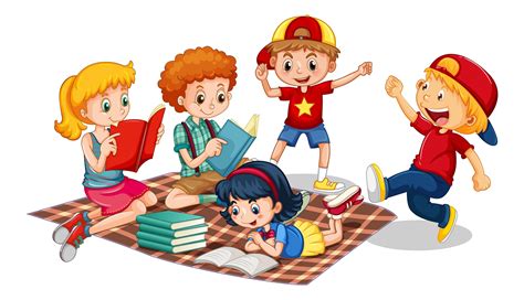 grupo de niños pequeños personaje de dibujos animados sobre fondo blanco Vector en Vecteezy