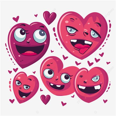 Hearts Clipart Characters Smiling And Sad Hearts In Cartoon Style