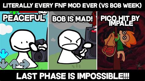 Literally Every Fnf Mod Ever Vs Bob Fnf Mods Otosection