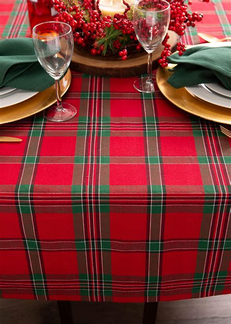 Dii Holiday Plaid Square Tablecloth 100 Cotton With 12 Hem For