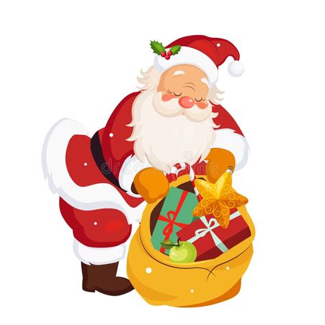Santa Claus Holding A Sack With Toys Christmas Vector Stock Vector