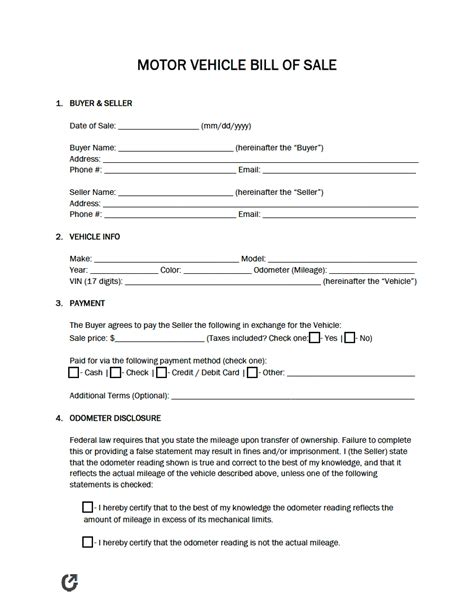 Free New Jersey Motor Vehicle Bill Of Sale Form Pdf Word Eforms My
