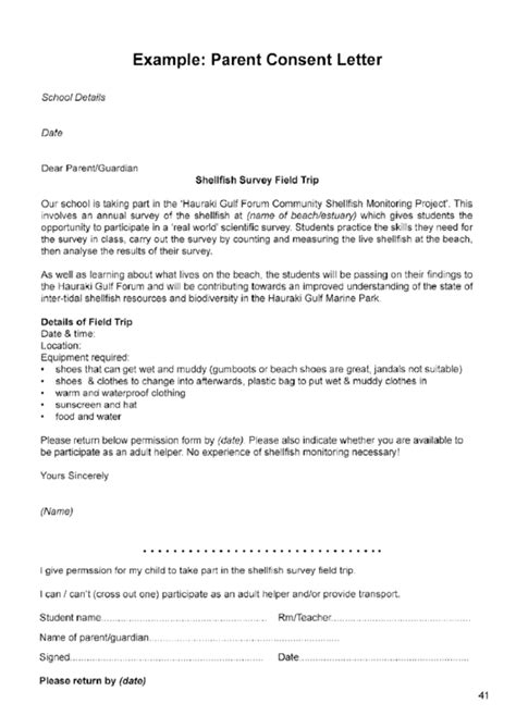 Sample Parent Consent Letter Template Printable Pdf Download