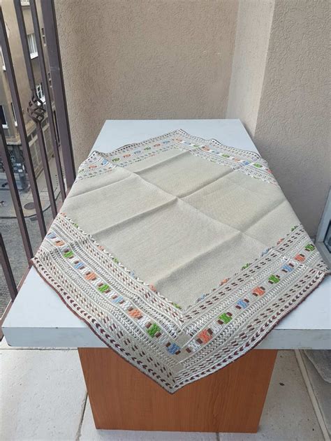 Traditional Bulgarian Hand Embroidered Linen Tablecloth Etsy