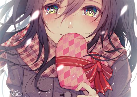Wallpaper Valentines Day Teary Eyes Chocolate Anime Girl