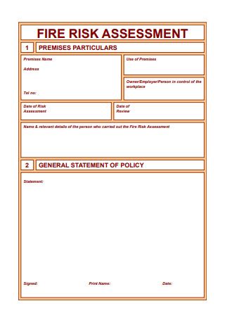 Fully Editable Template Fire Safety Risk Assessment And Fire Action