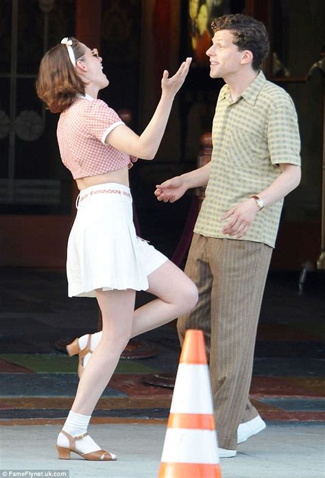 Kristen Stewart Shows Wears Tied Top And Mini Culottes On Set Of Woody