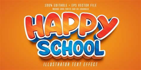 Premium Vector Happy School Editable Text Effect Kids Style 3d Font