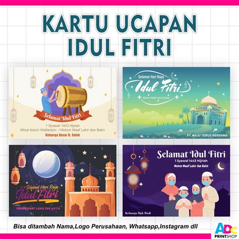 Jual Kartu Ucapan Idul Fitri Kartu Ucapan Lebaran Custom Nama Dan