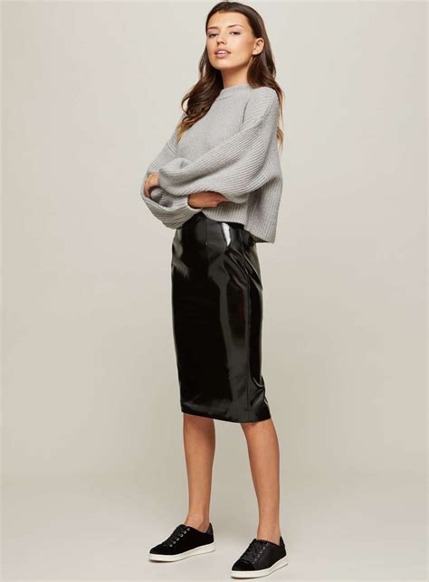Black Vinyl Pencil Skirt Clothes Fashion Couture