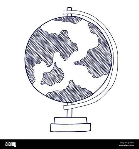 Sketch Globe Doodle Hand Drawn Earth Vector School Handdrawn Map