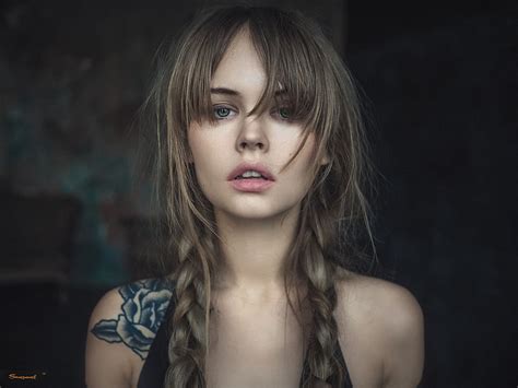 X Px Free Download HD Wallpaper Women S Blue Rose Tattoo Topless Woman With Braided