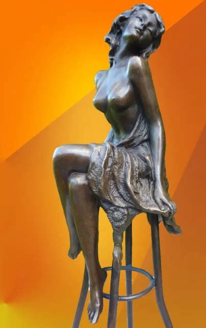 Art Deco Lady Bronze Sculpture Michelle Nude Statue Naked Figure