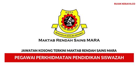 Jawatan kosong 2020 (kerajaan & swasta). Jawatan Kosong Terkini Maktab Rendah Sains Mara ~ Pegawai ...
