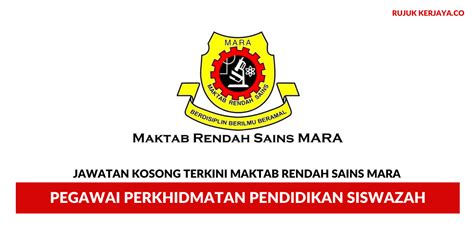 Permohonan adalah dipelawa kepada warganegara malaysia yang berkelayakan untuk mengisi kekosongan jawatan kosong terkini majlis amanah rakyat (mara) sebagai: Jawatan Kosong Terkini Maktab Rendah Sains Mara ~ Pegawai ...