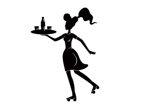 Roller Waitress Holding Tray In Hands Black Silhouette Epicpxls