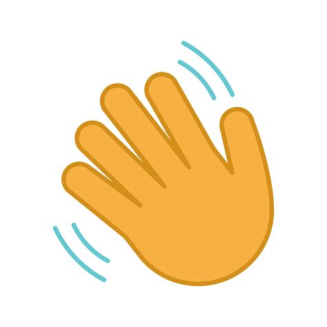 Waving Hand Gesture Emoji Color Icon Hello Hi Bye Goodbye Hand