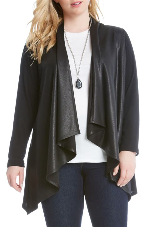 Karen Kane Faux Leather Front Knit Jacket Plus Size Nordstrom