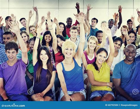 Crowd Learning Celebrating Casual Diverse Ethnic Concept Stock Photo