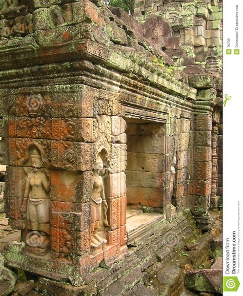 Angkor Wat Temple Walls Aspara Carvings Stock Image