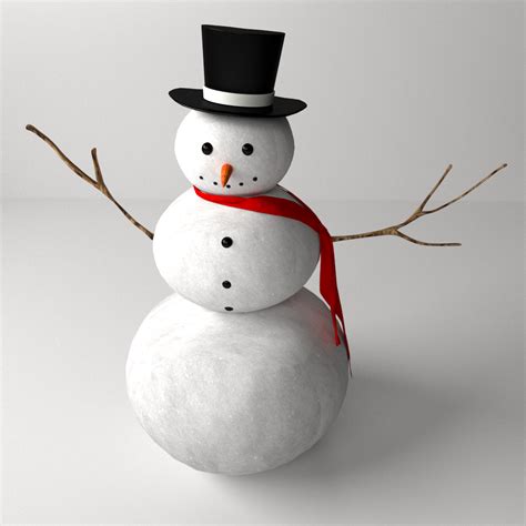 Snowman 3d Model Obj 3ds Fbx Blend Dae Mtl