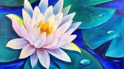 Water Lily Acrylic Painting Live Tutorial Youtube
