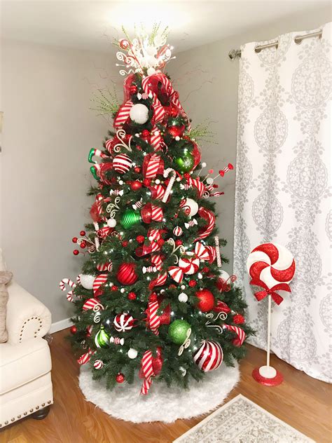 A Christmas Tree Decorated With Candy Canes And Ornaments