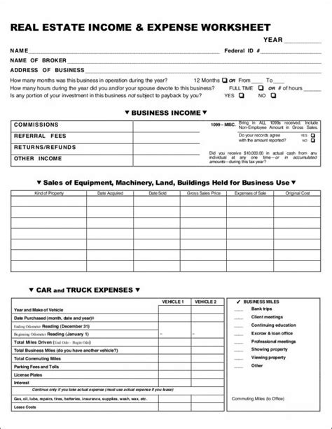 Income And Expense Worksheet Free Bapposters